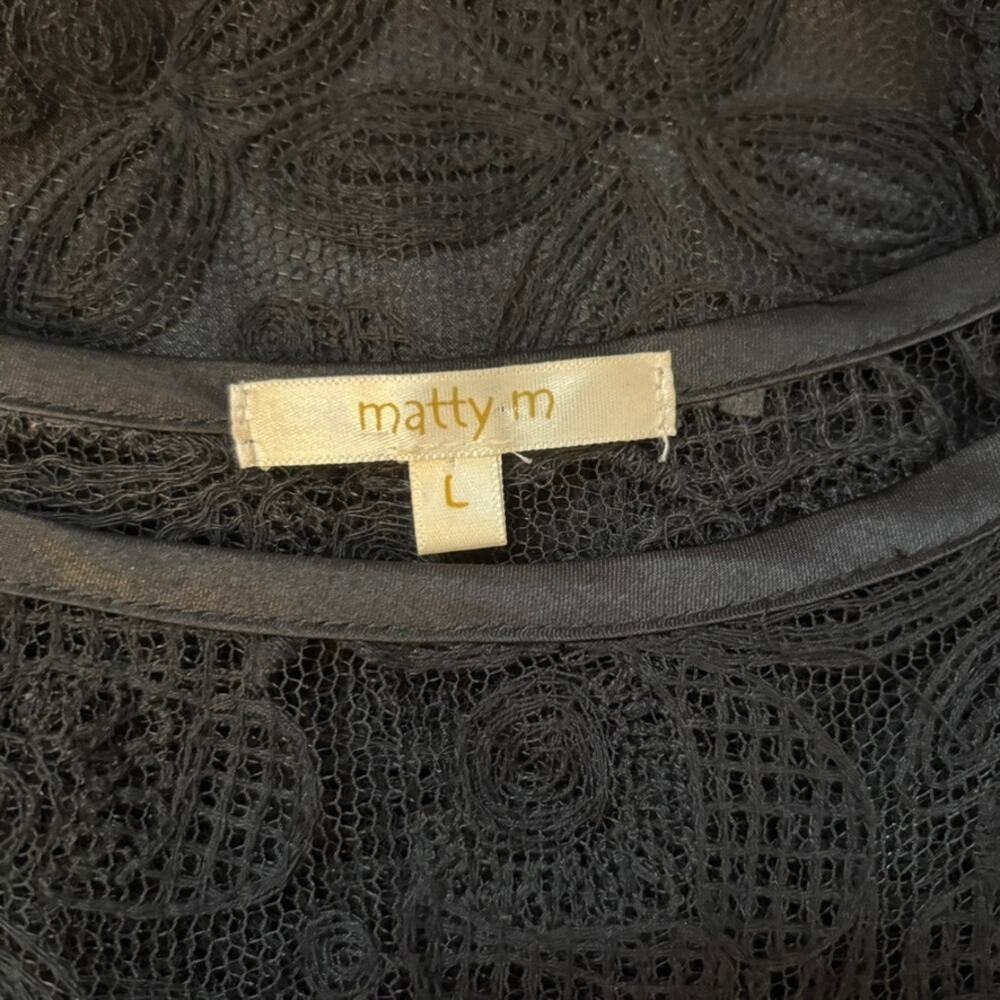 Matty M Black Lace Dress Cap Sleeve Floral Large - Picture 12 of 14